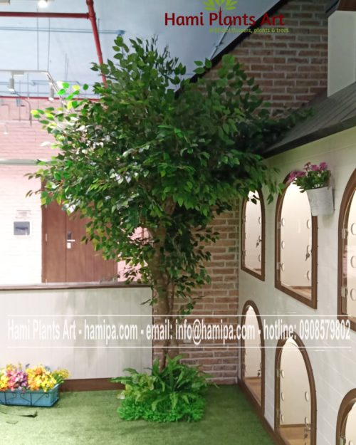 Cây si giả trang trí góc tường, cao 2,8m tán rộng 1,8m